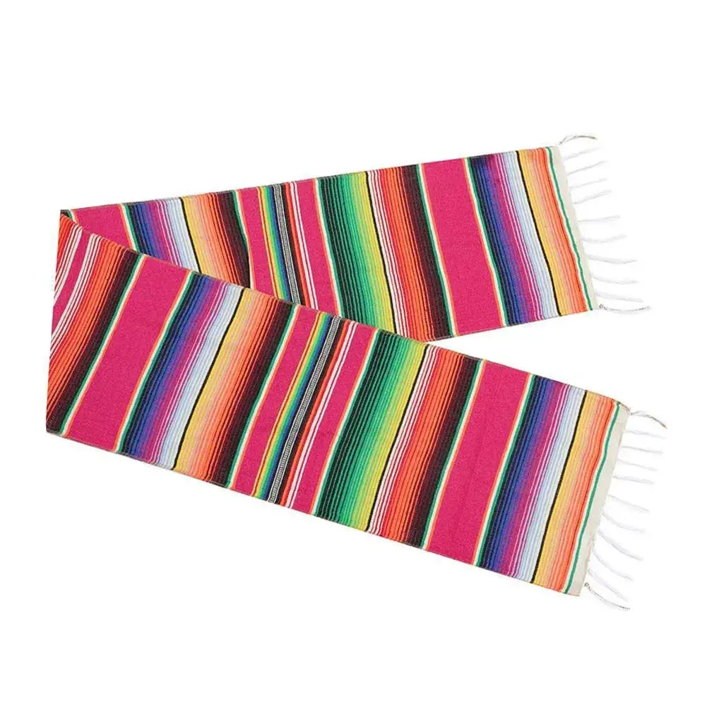Hxezoc Mexican Serape Table Runner 35cm x 213cm (14 x 84 Inch) | Festive Cotton Tablecloth for Parties - view 6