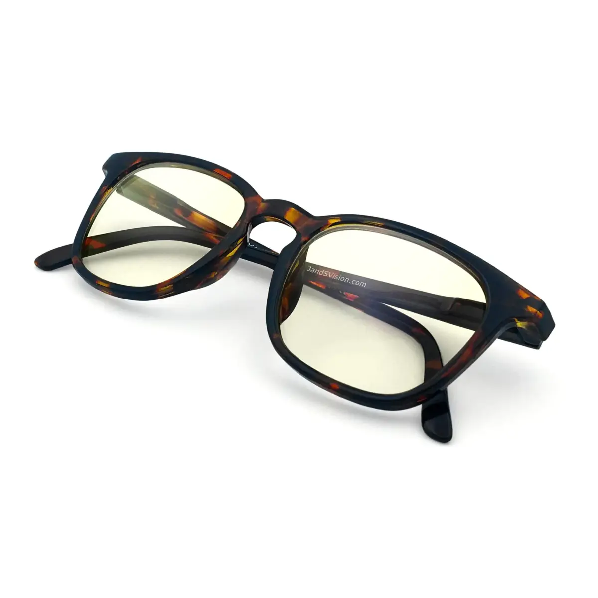 J+S Puhou Square Tortoise Blue Light Blocking Glasses with Low Color Distortion Lens (LCD), Medium Fit - main product image