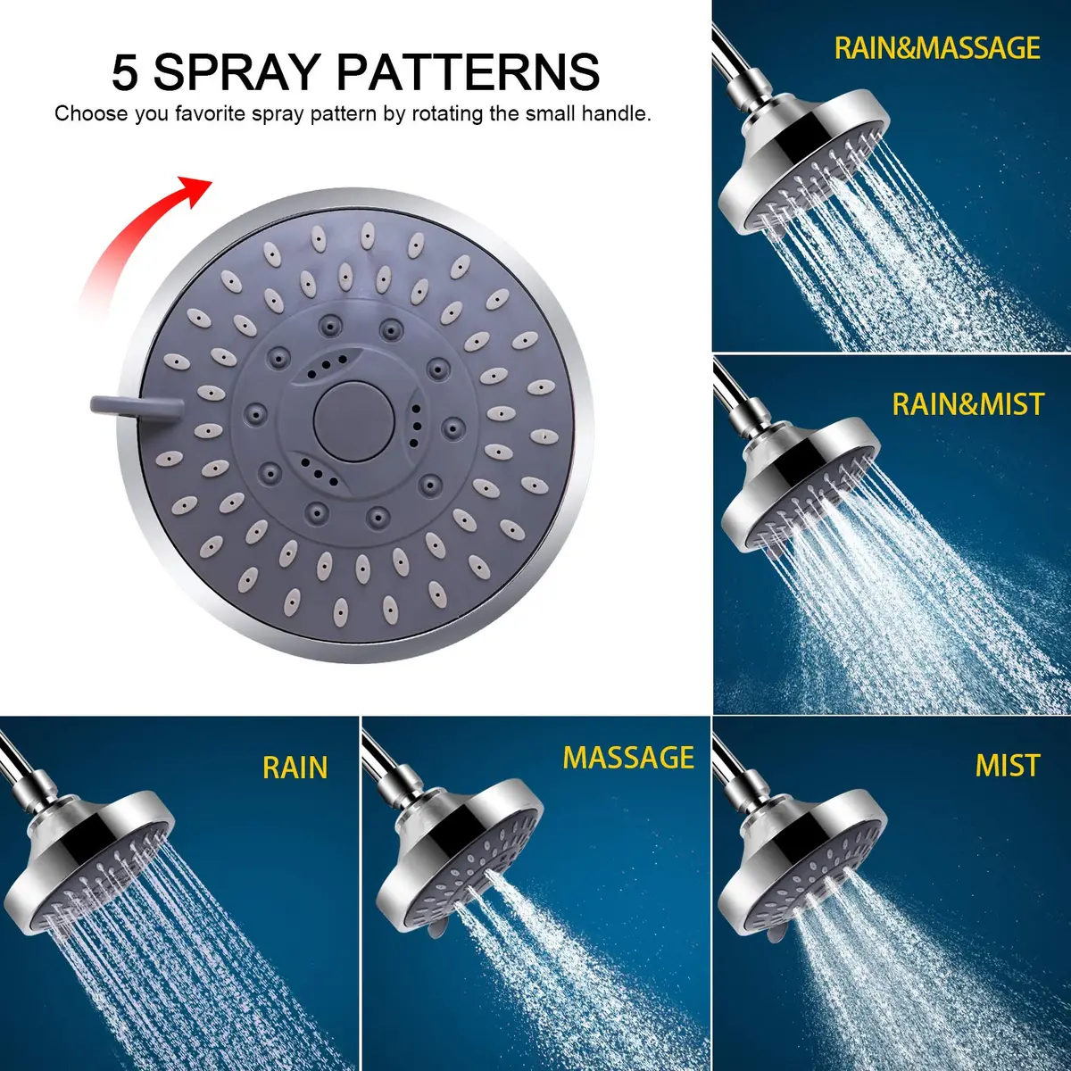 FEELSO Fixed Shower Head with 15-Stage Filter 1.8 GPM Chrome | Purifies Water for Healthier Showers - view 4
