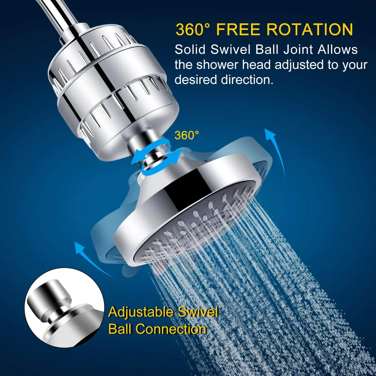 FEELSO Fixed Shower Head with 15-Stage Filter 1.8 GPM Chrome | Purifies Water for Healthier Showers - view 6