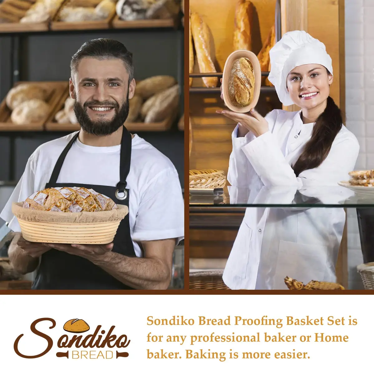 Sondiko Oval Rattan Bread Proofing Basket 24.5cm (9.6") | Handmade for Sourdough Baking - view 5