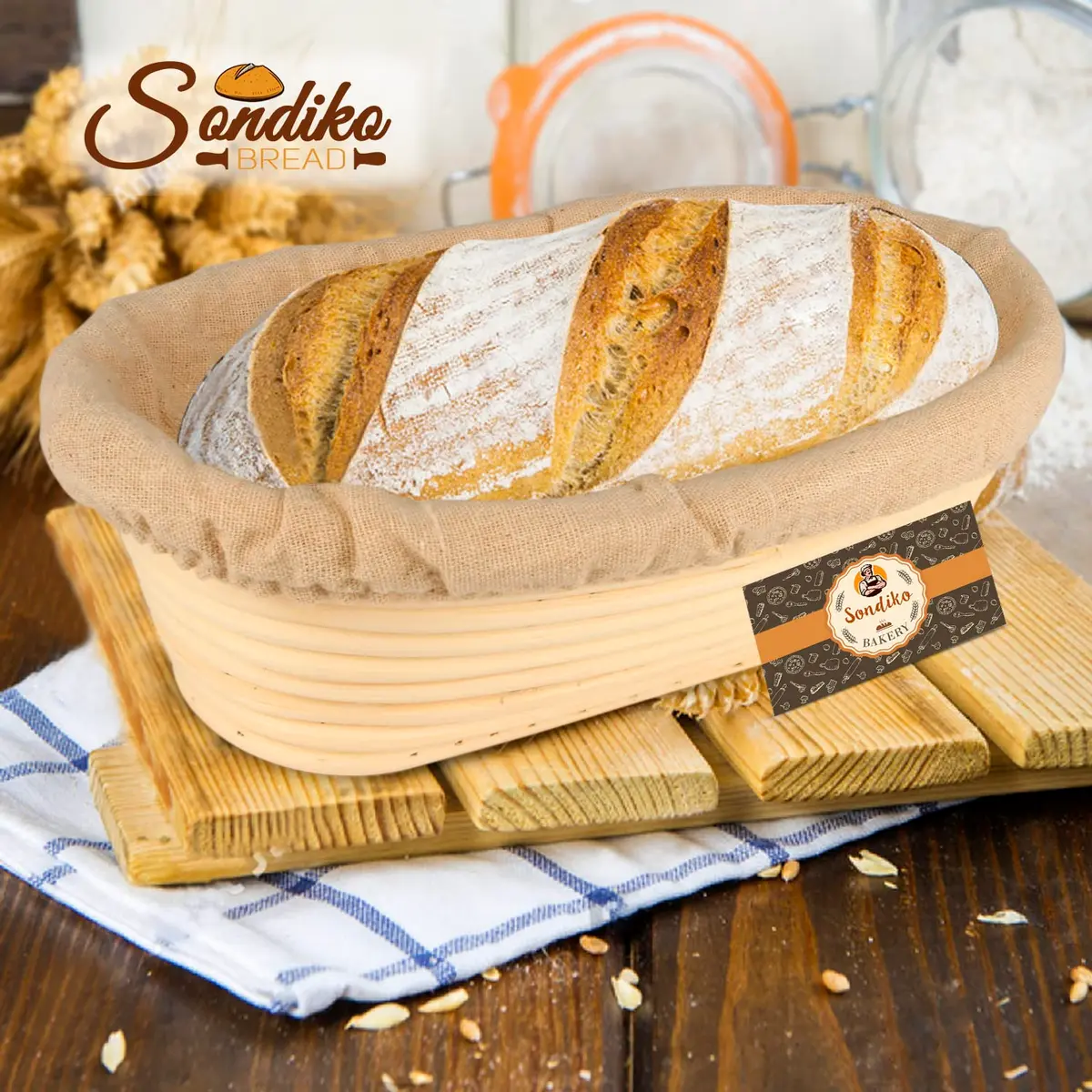 Sondiko Oval Rattan Bread Proofing Basket 24.5cm (9.6") | Handmade for Sourdough Baking - view 7