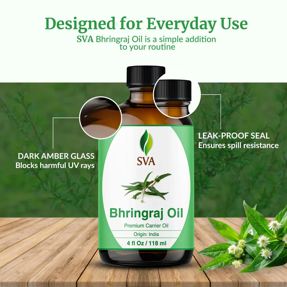 SVA ORGANICS Bhringraj Premium Carrier Oil 118ml (4 Fl Oz) With Dropper | For Hair Oiling, Scalp Massage & Skin Care - view 7