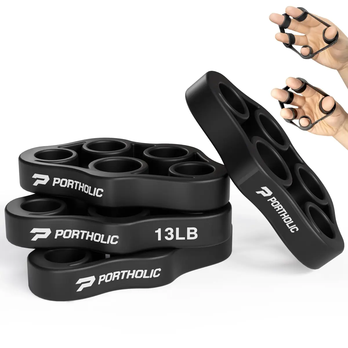 PORTHOLIC 4 Pack Hand Exerciser Grip Strengthener Set | 5-6 kg (6.6 lb) to 6 kg (13 lb) Resistance Bands - main product image