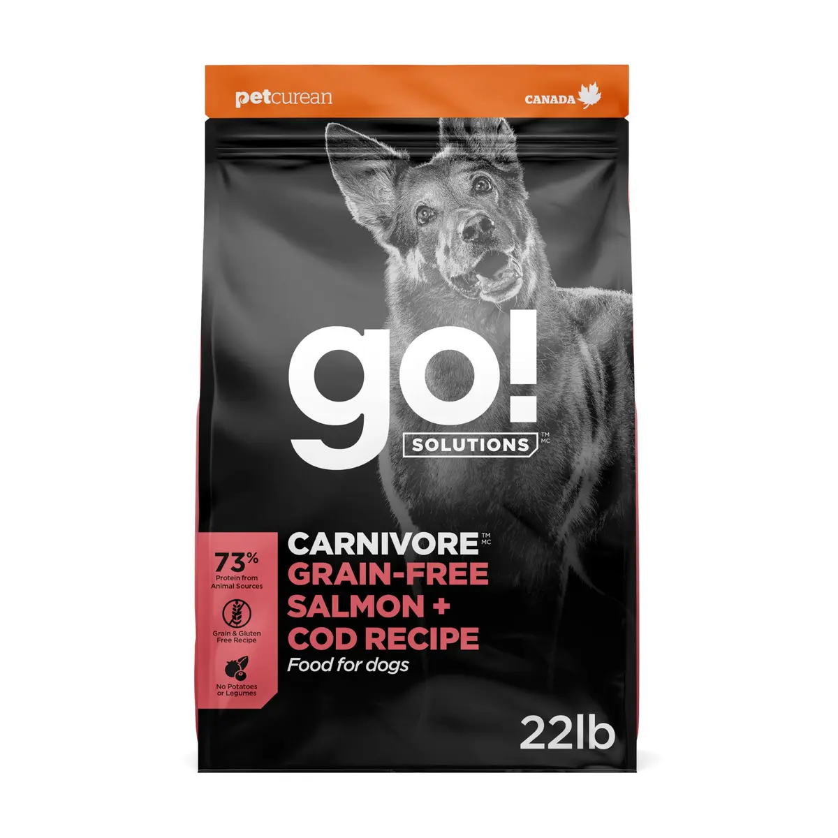 Go! Solutions Carnivore Salmon + Cod Grain-Free Dog Food 22 lb | High-Protein, Real Meat & Fish, Puppy to Senior - main product image