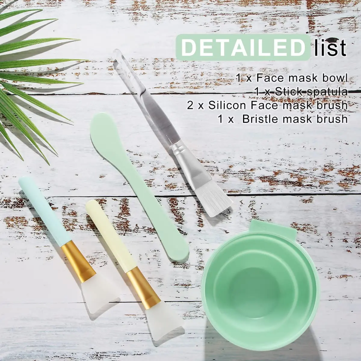 Plazuria Face Mask Mixing Bowl Set, 5 in 1 DIY Kit with Silicone Face Mask Brush & Soft Face Brushes - view 7