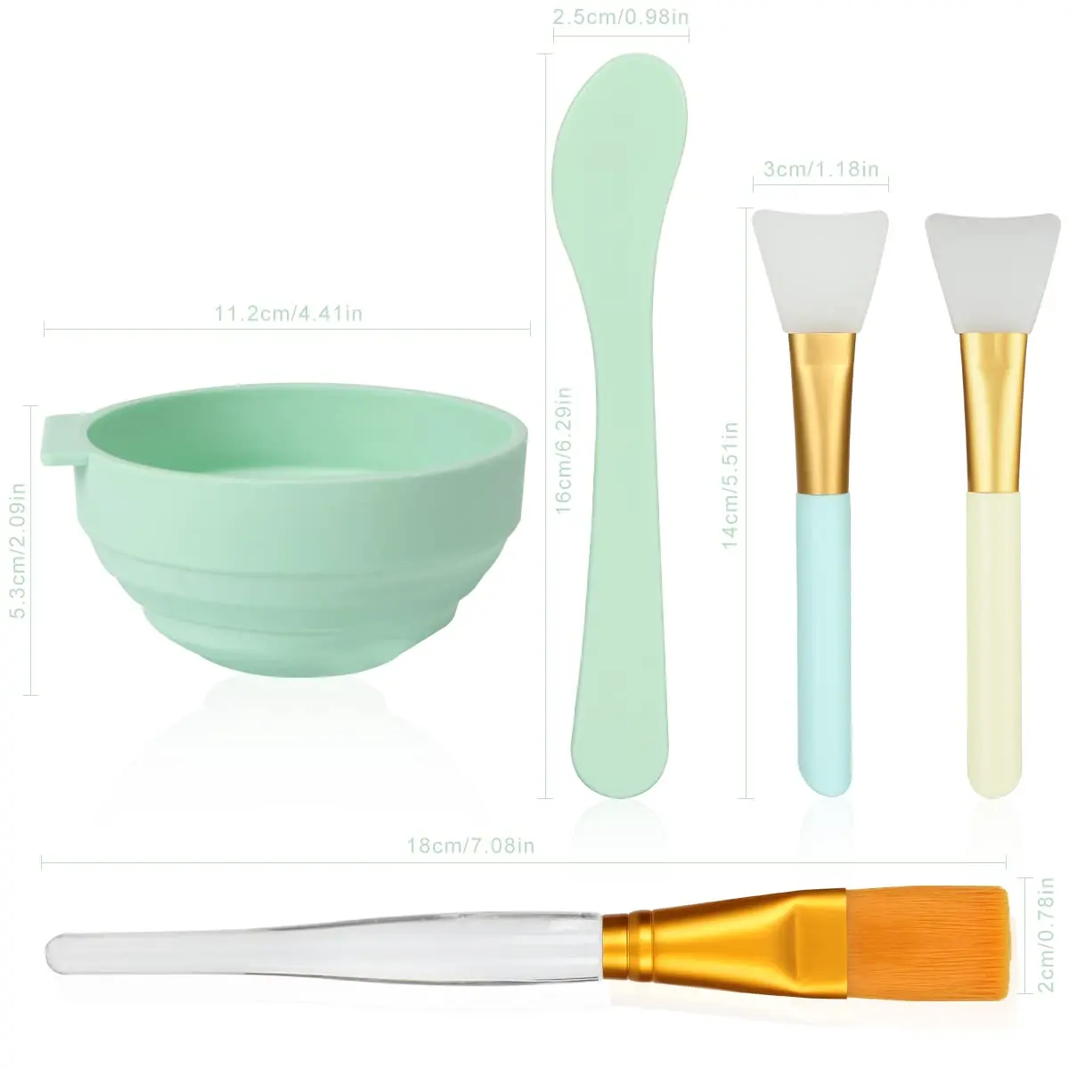 Plazuria Face Mask Mixing Bowl Set, 5 in 1 DIY Kit with Silicone Face Mask Brush & Soft Face Brushes - view 2
