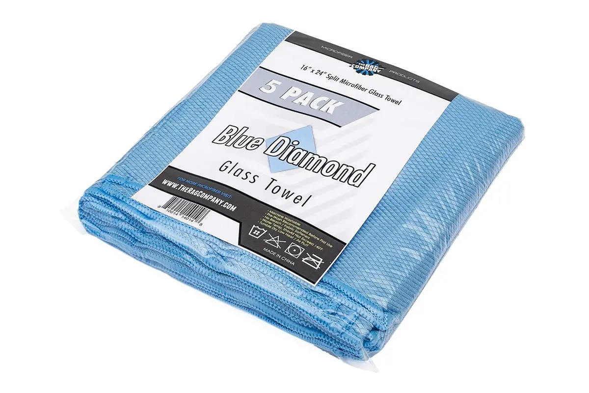 The Rag Company Diamond Weave Glass & Window Towels 40cm x 60cm (16in x 24in) | Streak-Free Shine for Mirrors & Chrome - view 4