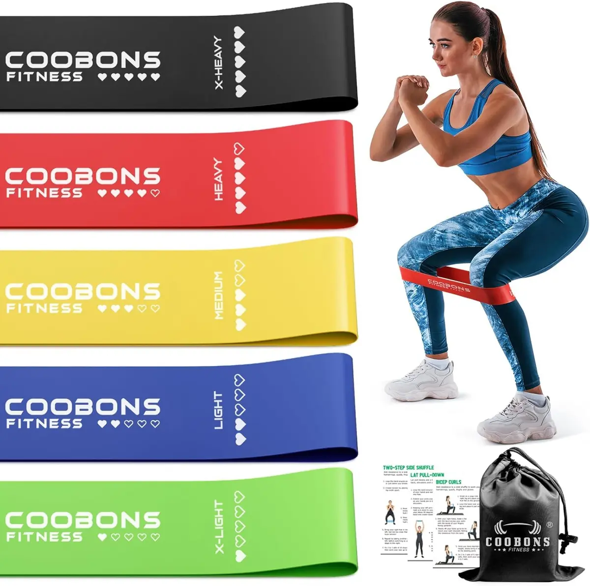 COOBONS FITNESS Resistance Bands for Women and Men | 50LB Exercise Loop Bands for Yoga, Pilates, Rehab, Home Workout - main product image