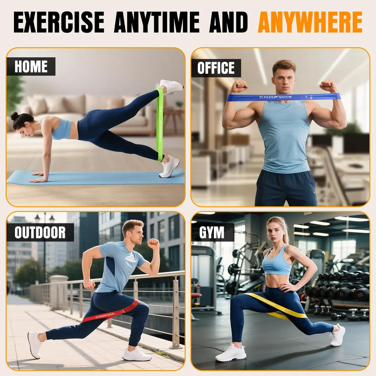 COOBONS FITNESS Resistance Bands for Women and Men | 50LB Exercise Loop Bands for Yoga, Pilates, Rehab, Home Workout - view 7