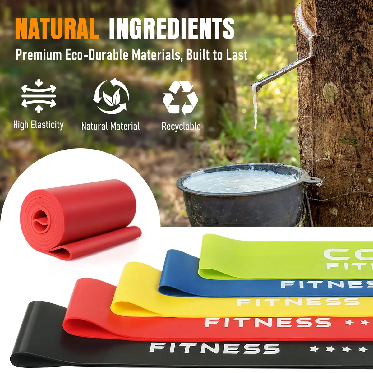 COOBONS FITNESS Resistance Bands for Women and Men | 50LB Exercise Loop Bands for Yoga, Pilates, Rehab, Home Workout - view 8