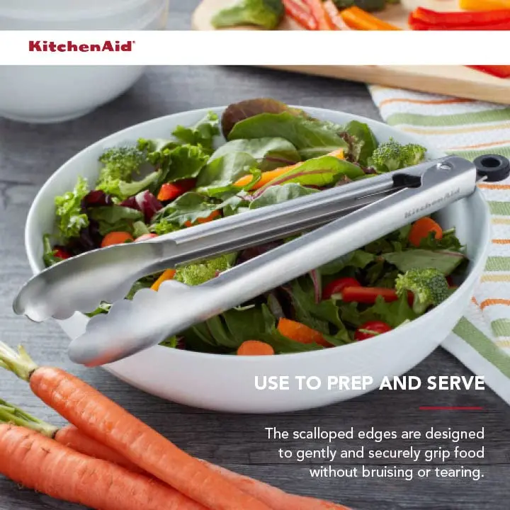 KitchenAid Stainless Steel Utility Tongs 11.6 Inches | Dishwasher Safe & Locking Mechanism - view 7