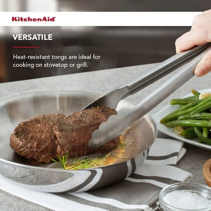 KitchenAid Stainless Steel Utility Tongs 11.6 Inches | Dishwasher Safe & Locking Mechanism - view 6