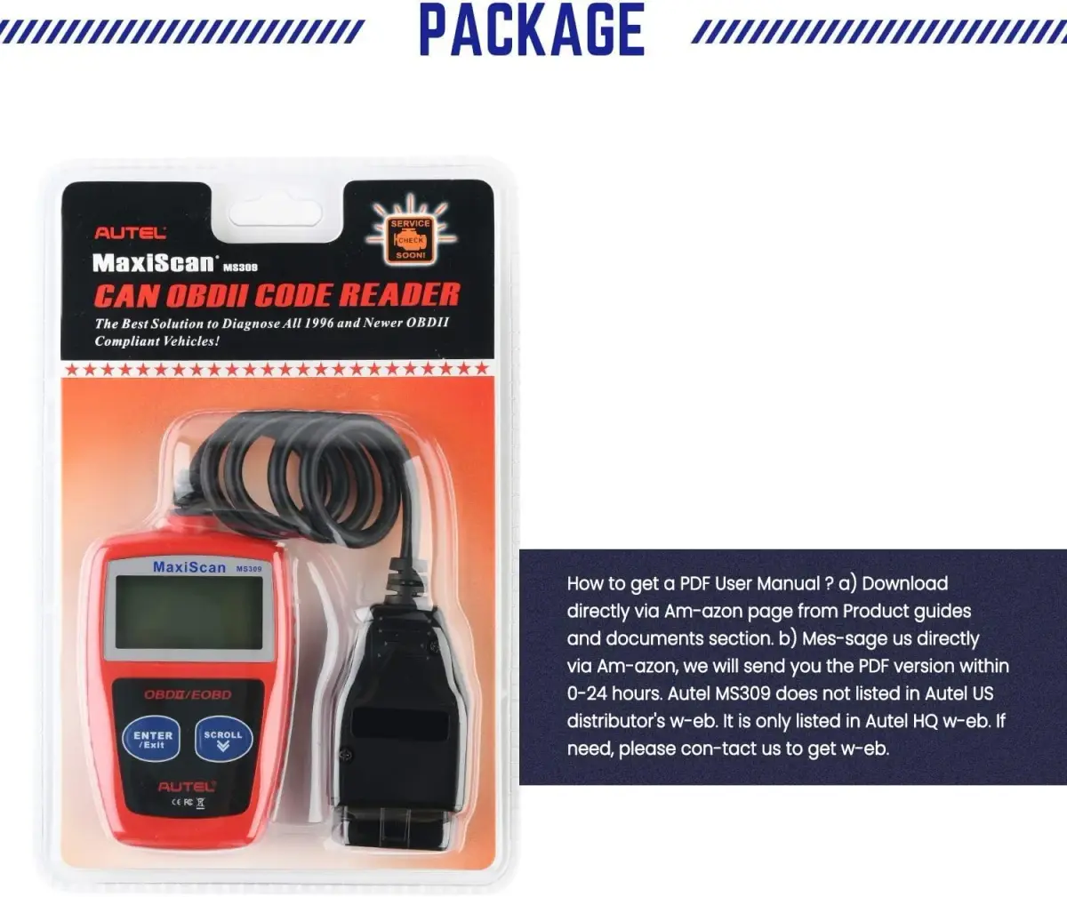 Autel OBD2 Scanner MS309 Universal Car Engine Fault Code Reader | Reads & Clears Codes - view 9
