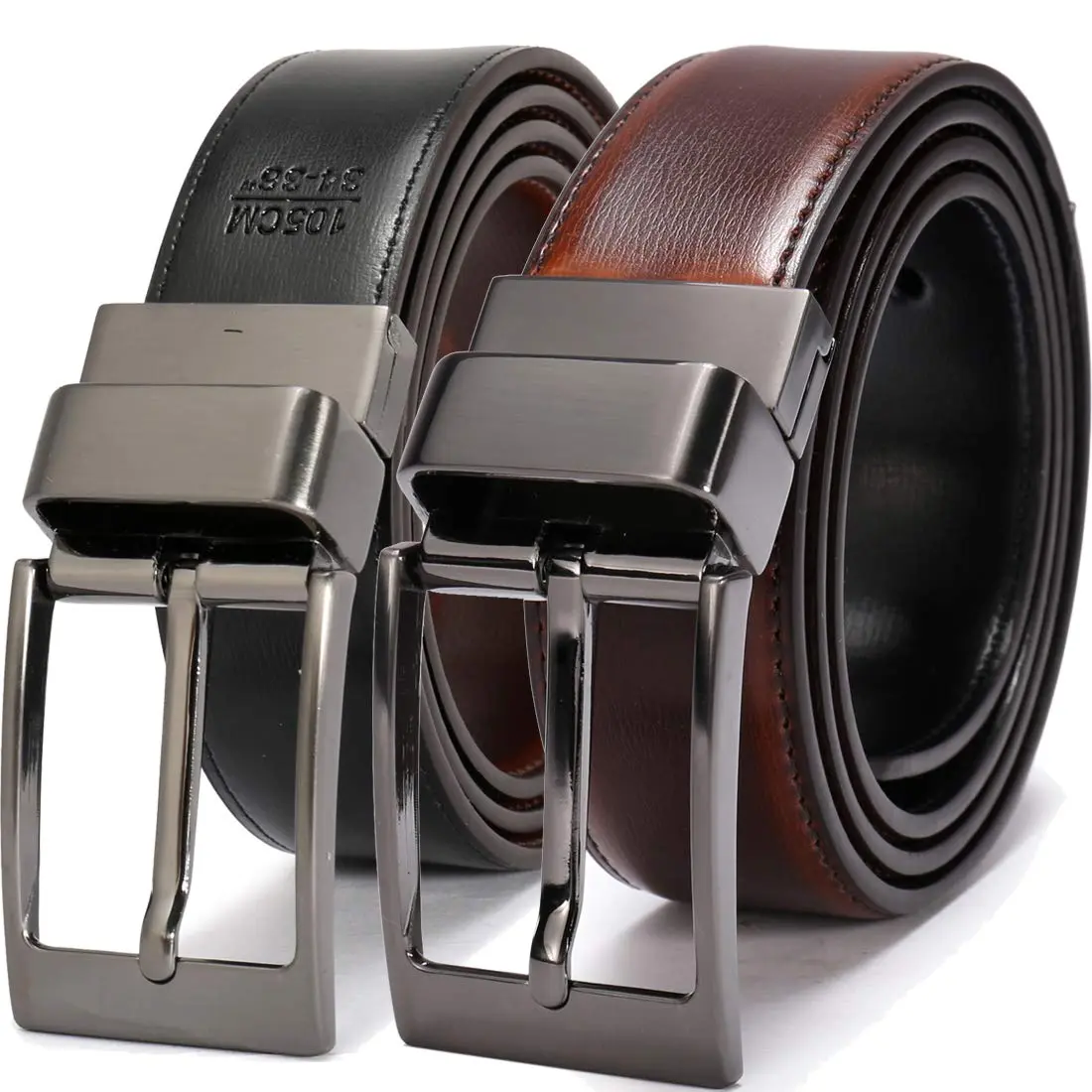 beltox fine Men's Dress Belt Leather Reversible 1.25" Wide | Formal & Casual Dual-Side Belt - main product image