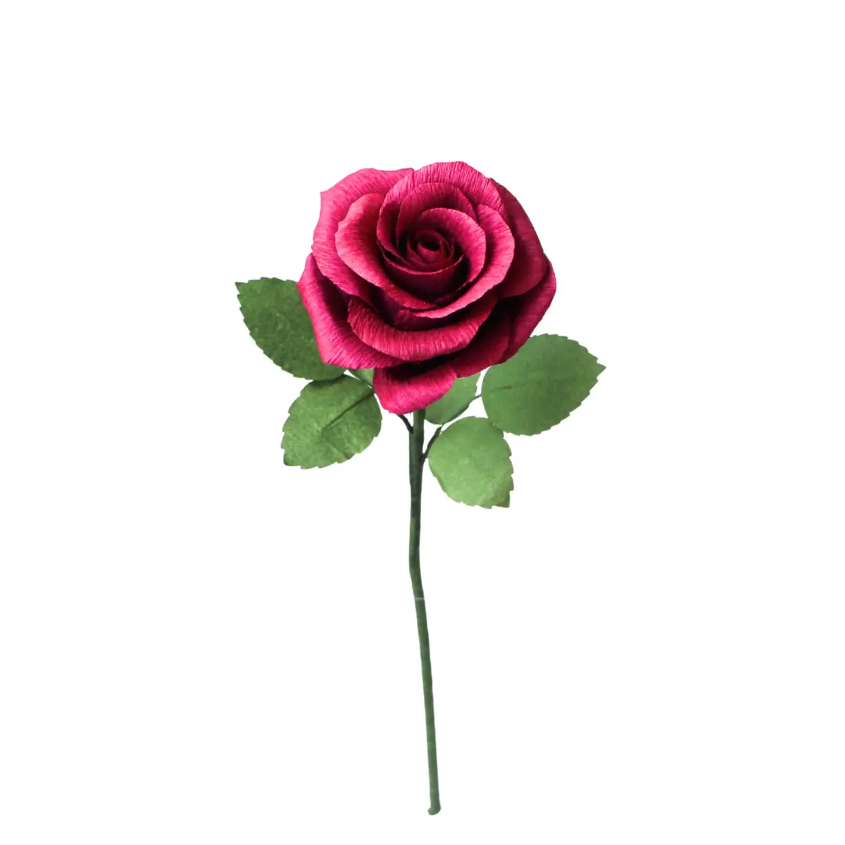 Camellia Bees Paper Rose 1st Wedding for Her Him | Handmade Deep Red Crepe Flower, Anniversary Keepsake (Dark red Burgundy) - view 7