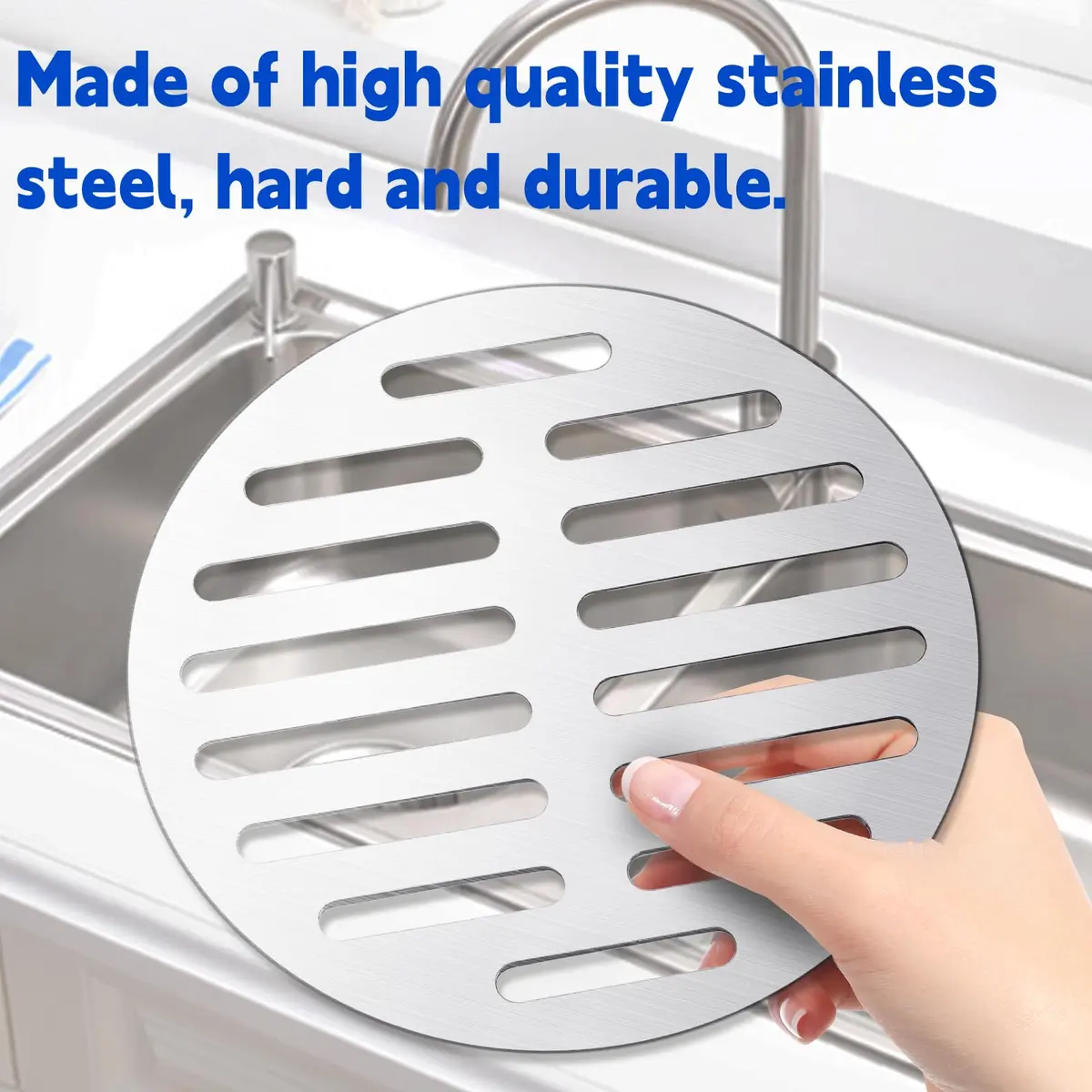 Vonty Round Stainless Steel Floor Drain Cover 6 Inch | Leak-Free Drain Cover with 14 Holes, Silver Tone - view 6