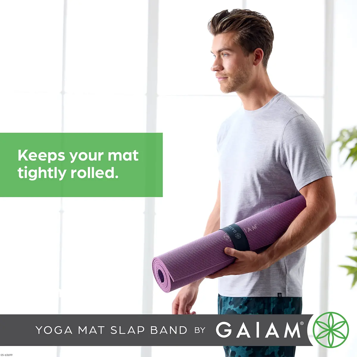 Gaiam Yoga Mat Strap Slap Band, Snap Closure, Fits Most Mats | Secure & Easy to Use - view 4