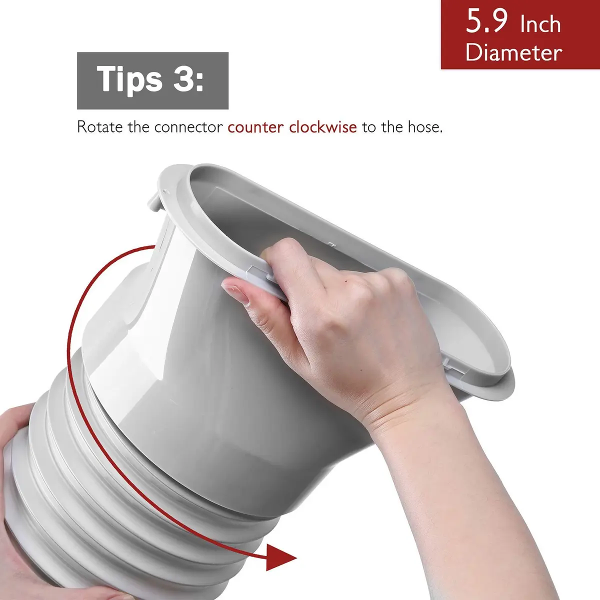 TURBRO Portable Air Conditioner Exhaust Hose 5.9 Inch Diameter 78 Inch Length White | Expandable & Universal Fit - view 5