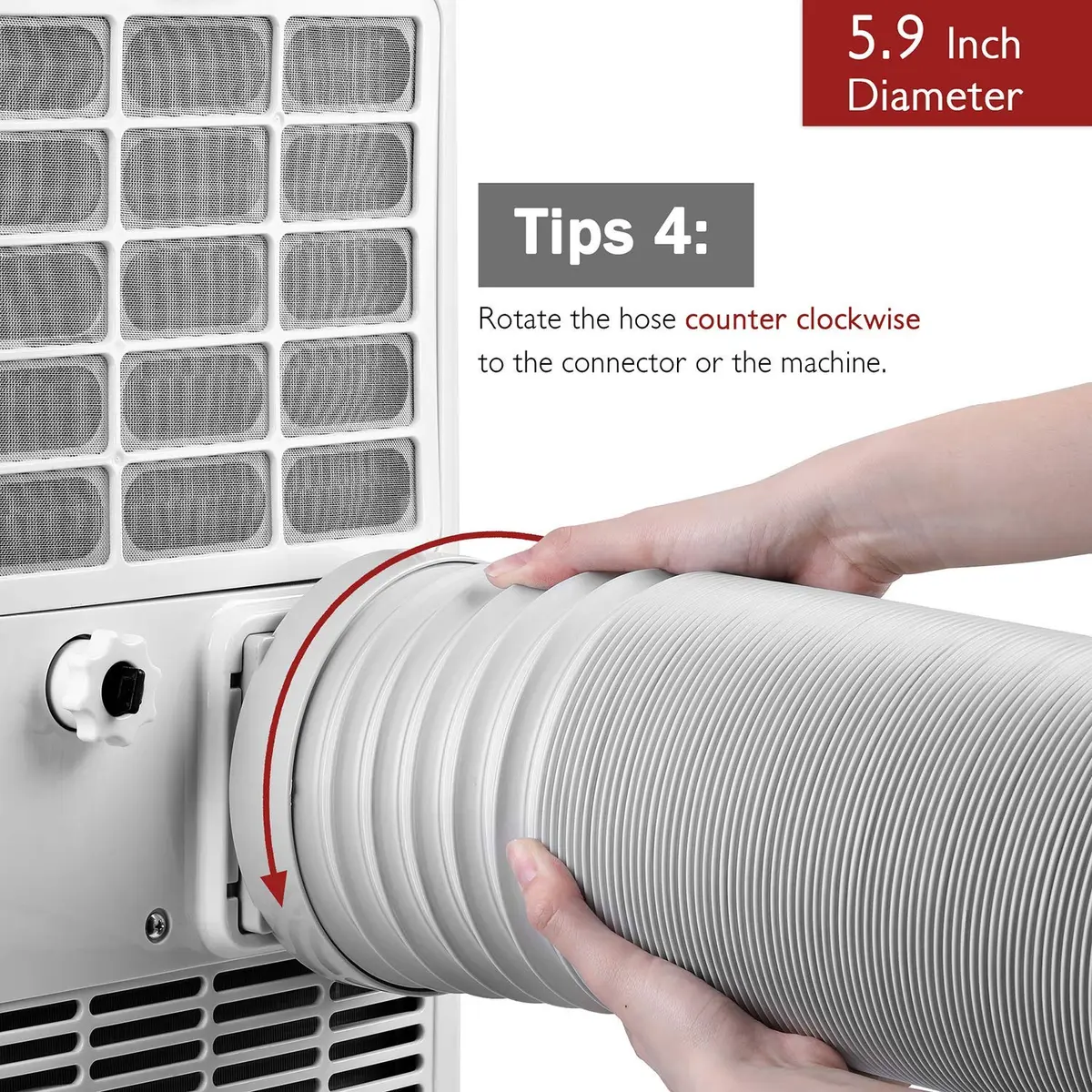 TURBRO Portable Air Conditioner Exhaust Hose 5.9 Inch Diameter 78 Inch Length White | Expandable & Universal Fit - view 6