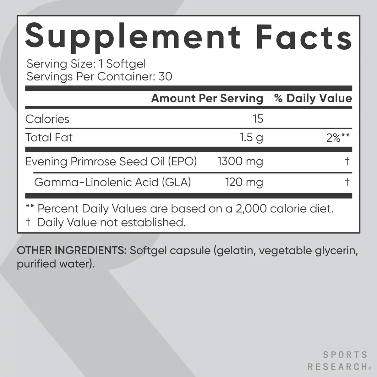 Sports Research Evening Primrose Oil 1300mg | Women’s Health & Skin Support, 30 Softgels - view 5