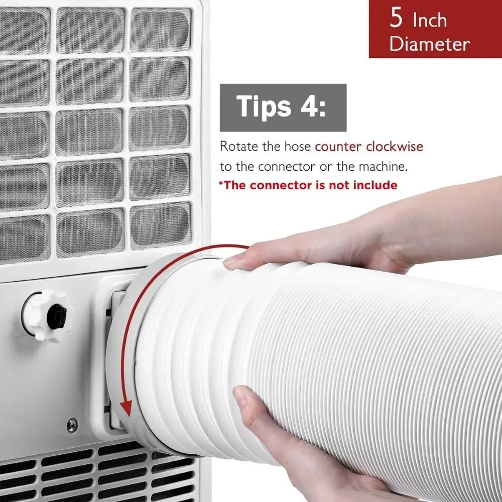TURBRO Portable Air Conditioner Exhaust Hose, 5" Diameter, 78" Length | Universal, Anti-Clockwise Thread - view 6