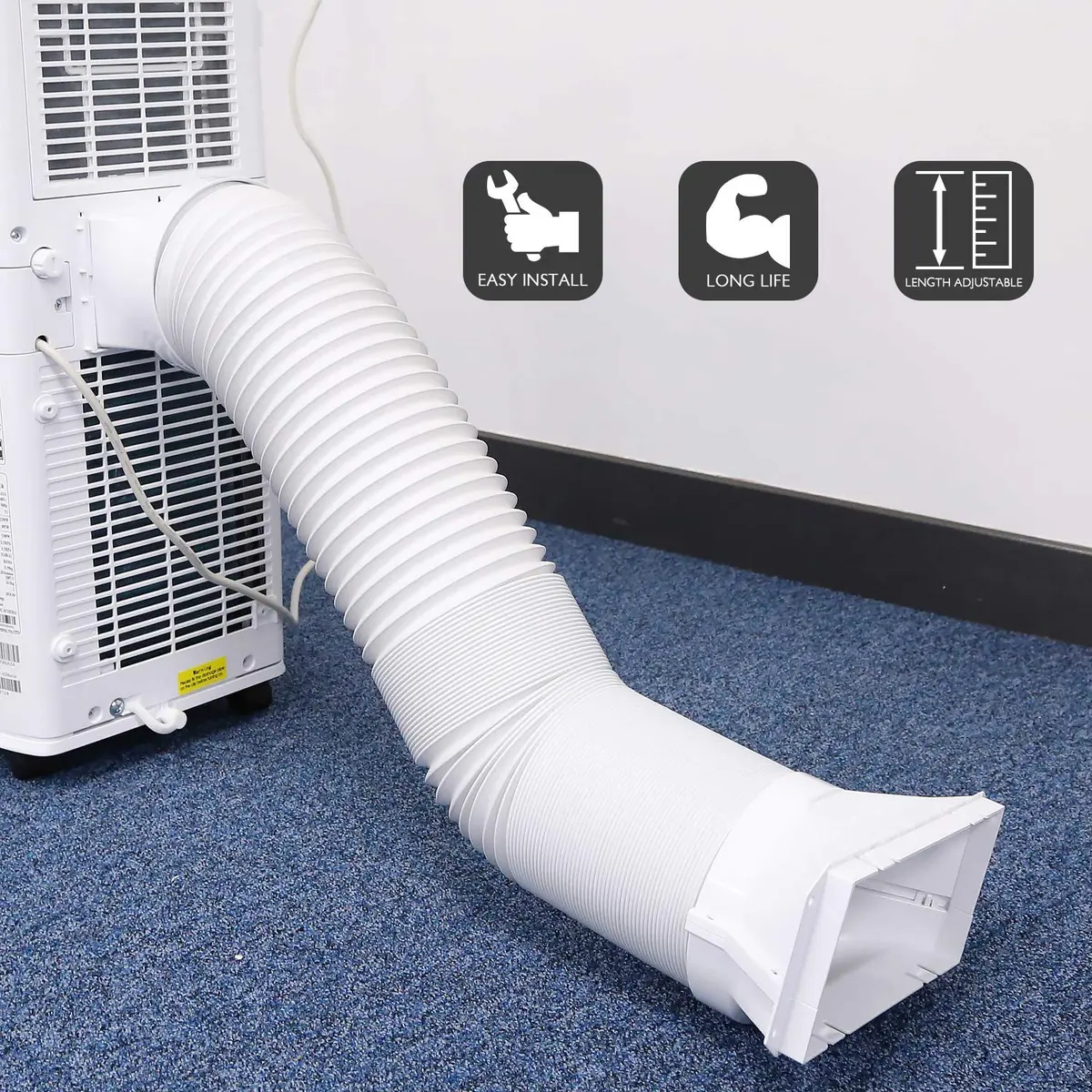 TURBRO Portable Air Conditioner Exhaust Hose, 5" Diameter, 78" Length | Universal, Anti-Clockwise Thread - view 8
