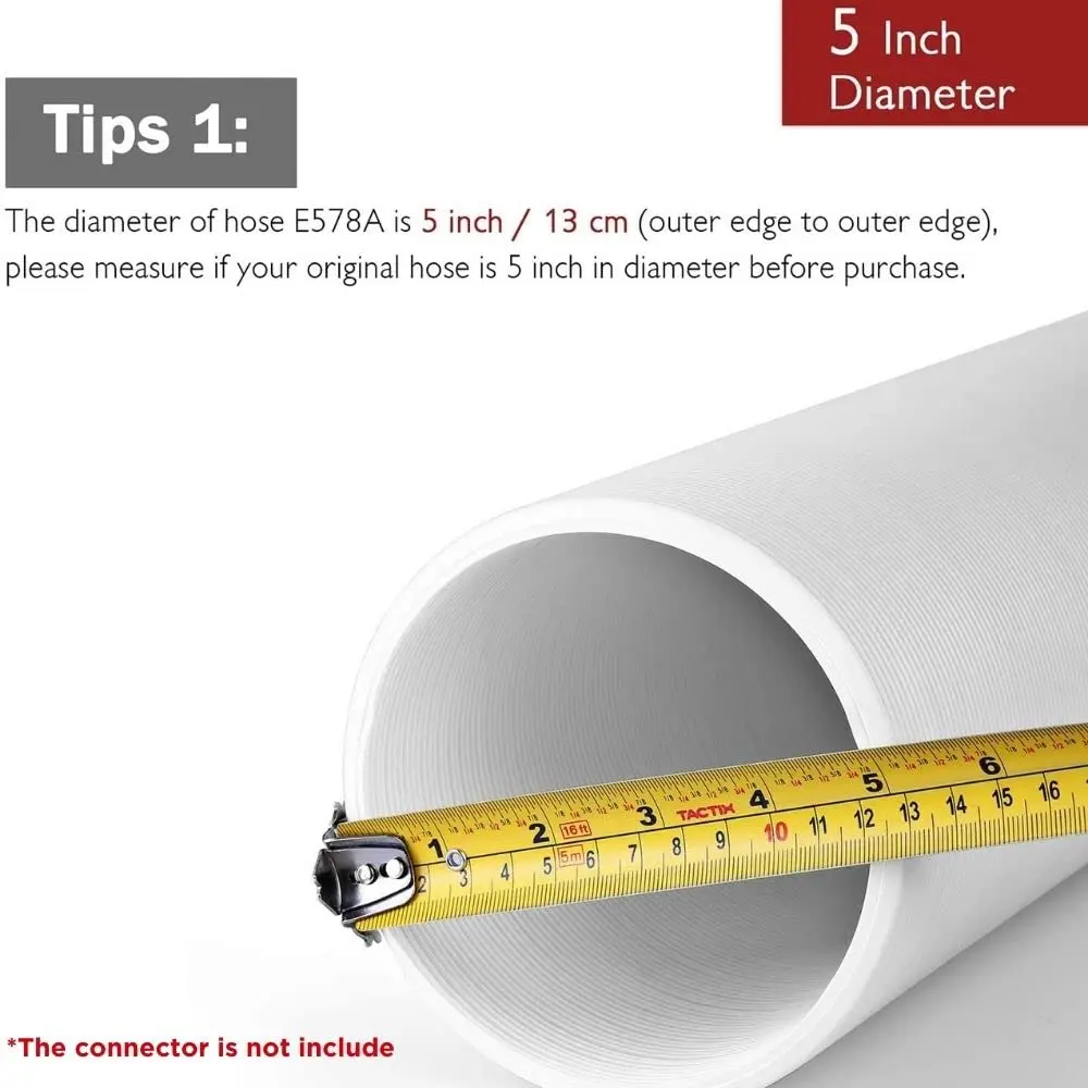 TURBRO Portable Air Conditioner Exhaust Hose, 5" Diameter, 78" Length | Universal, Anti-Clockwise Thread - view 3