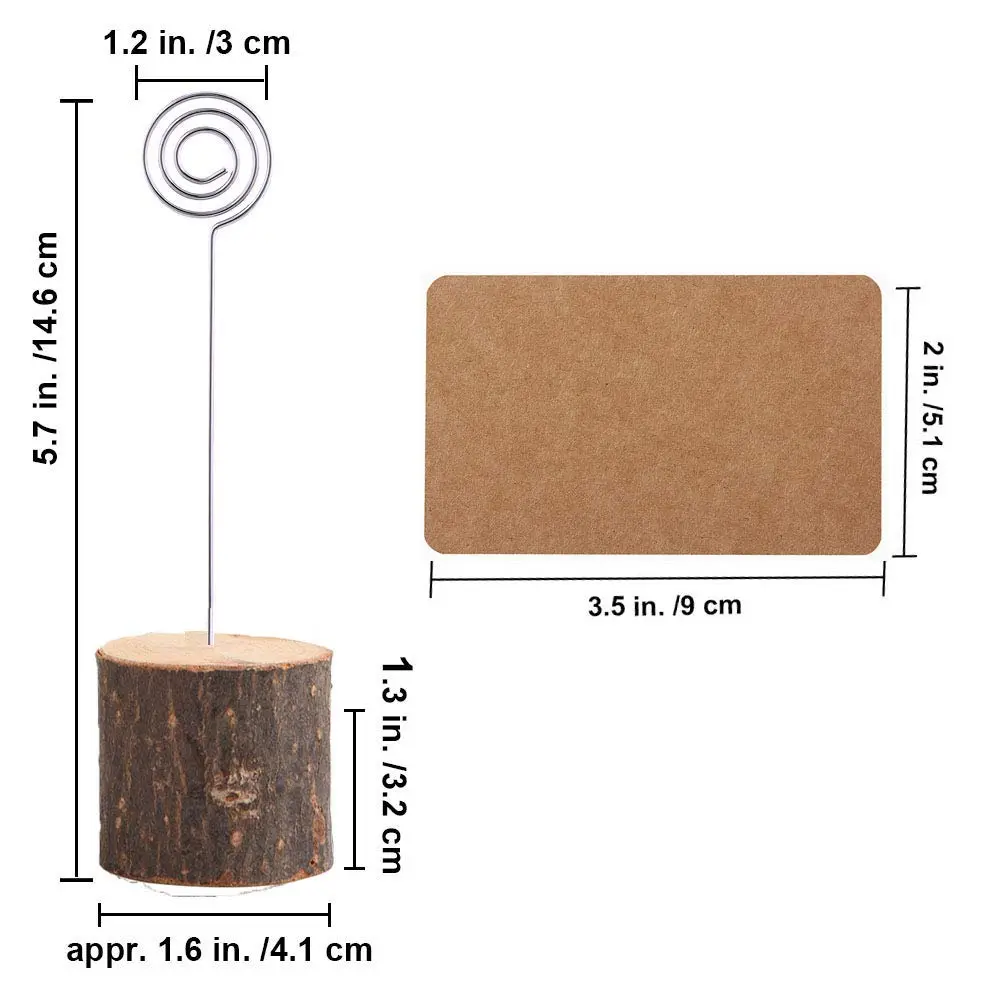 Toncoo 10Pcs Rustic Wood Place Card Holders with Swirl Wire & 20 Kraft Cards | Elegant Table Markers for Weddings & Events - view 2
