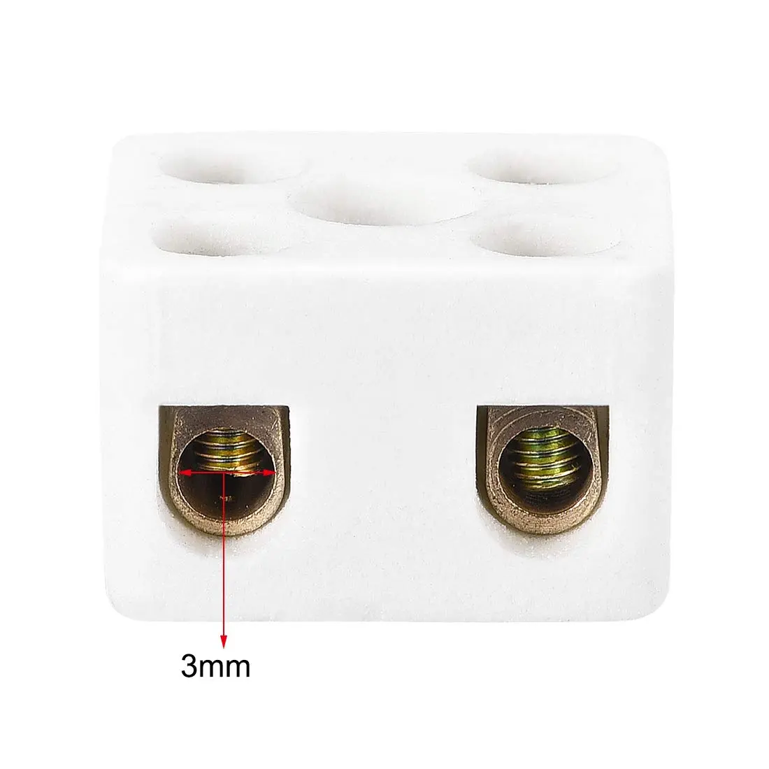 uxcell 2 Way Ceramic Terminal Block 21.5x19.5x14.2mm (10 Pcs) | High Temp Porcelain Connectors for Electrical Wire Cable - view 3