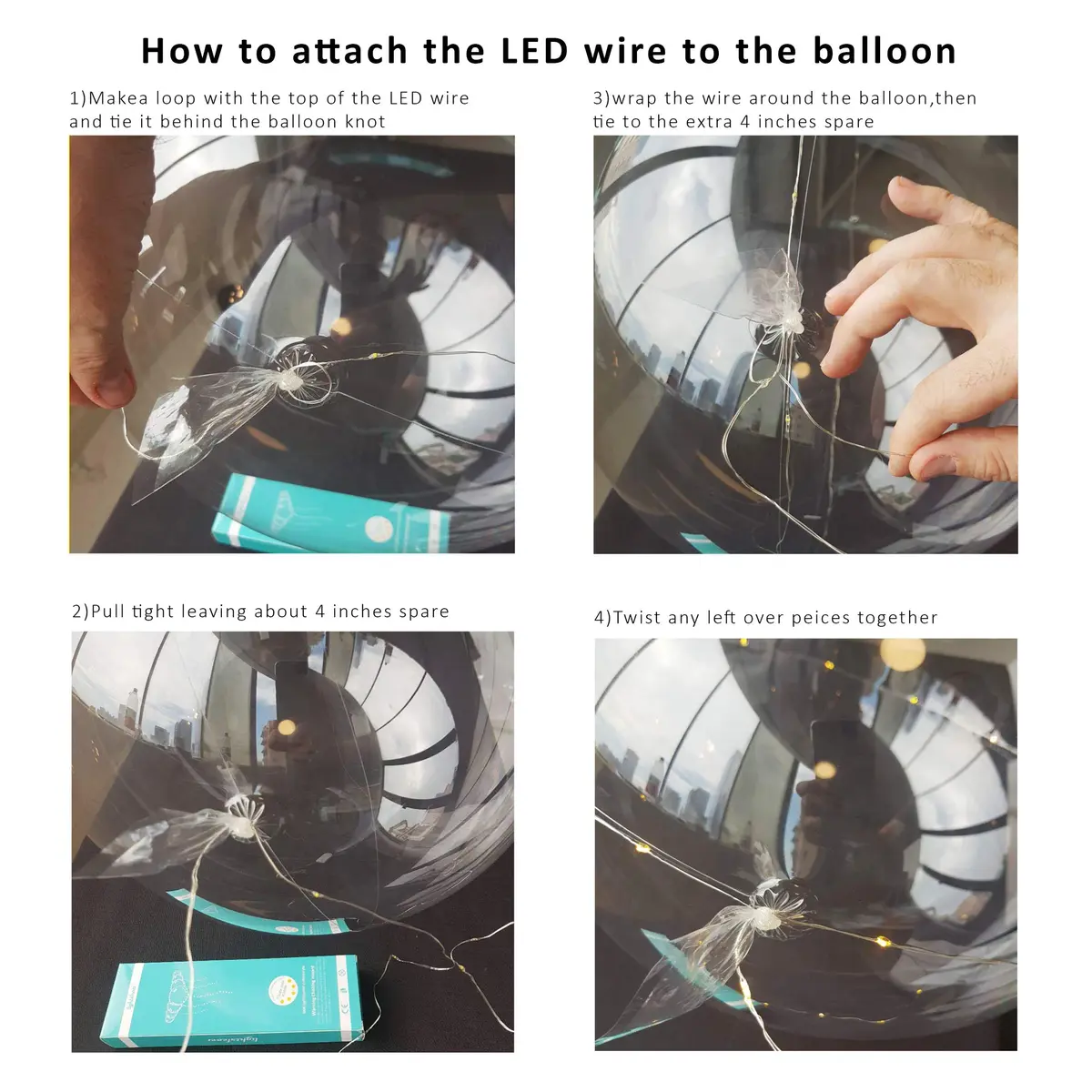 lightsfever 6PCS LED Light Up Bobo Balloons for Wedding Party Decorations | Enchanting White LED Balloons - view 6