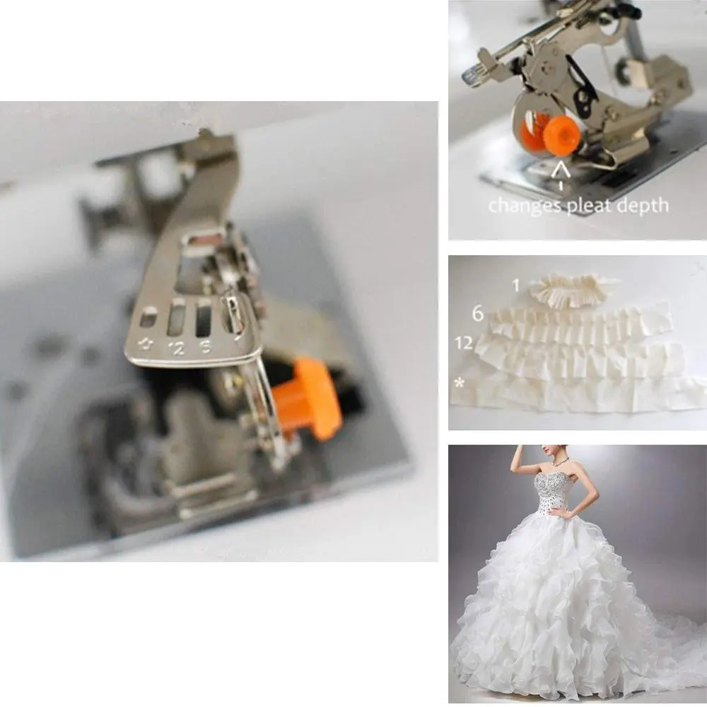 Youngine Ruffler Sewing Machine Presser Foot | Adjustable Pleats & Ruffles Attachment for Low Shank Singer, Brother, Janome, Kenmore - view 4