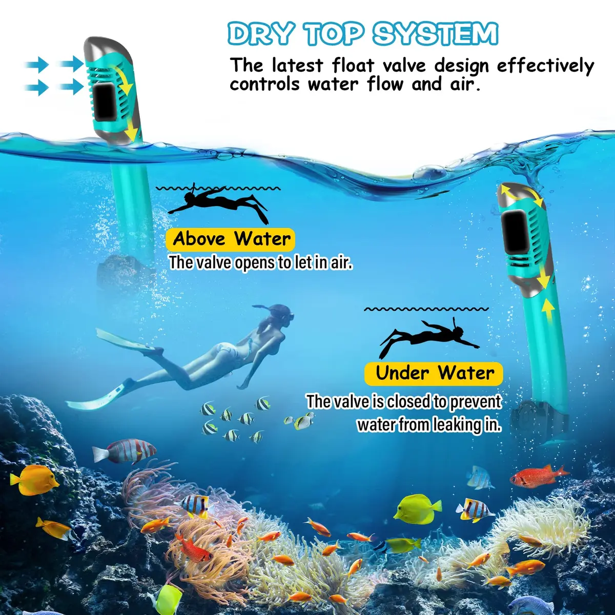 Greatever Snorkeling Gear for Adults Kids | Anti-Fog Dry Snorkel Mask Set with Panoramic View - view 4