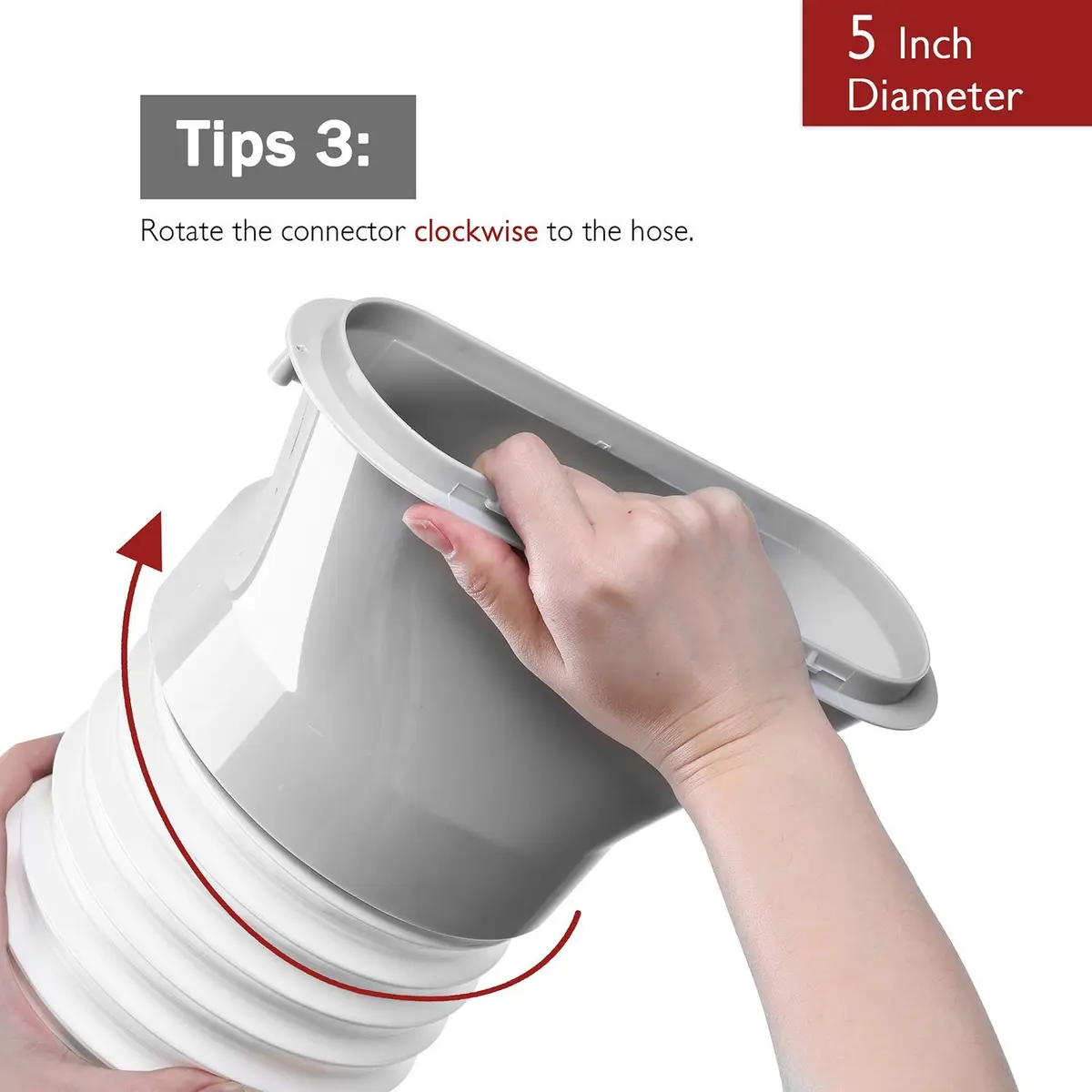 TURBRO Portable Air Conditioner Exhaust Hose 5 Inch Diameter 78 Inch Length White | Expandable & Universal Fit - view 5