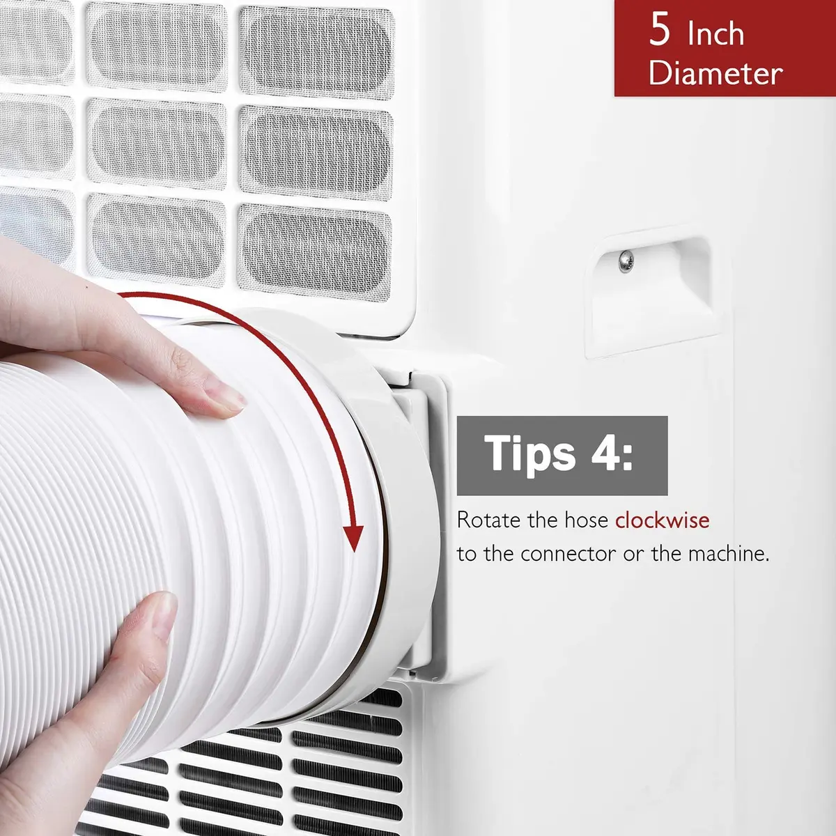 TURBRO Portable Air Conditioner Exhaust Hose 5 Inch Diameter 78 Inch Length White | Expandable & Universal Fit - view 6