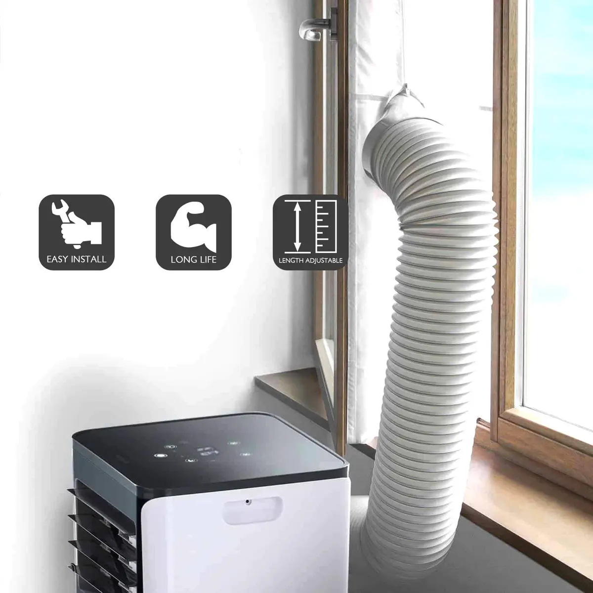 TURBRO Portable Air Conditioner Exhaust Hose 5 Inch Diameter 78 Inch Length White | Expandable & Universal Fit - view 8