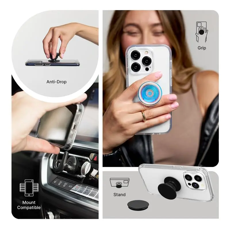 PopSockets Phone Grip with Expanding Kickstand Neon Rose | Secure, Swappable & Bright - view 6