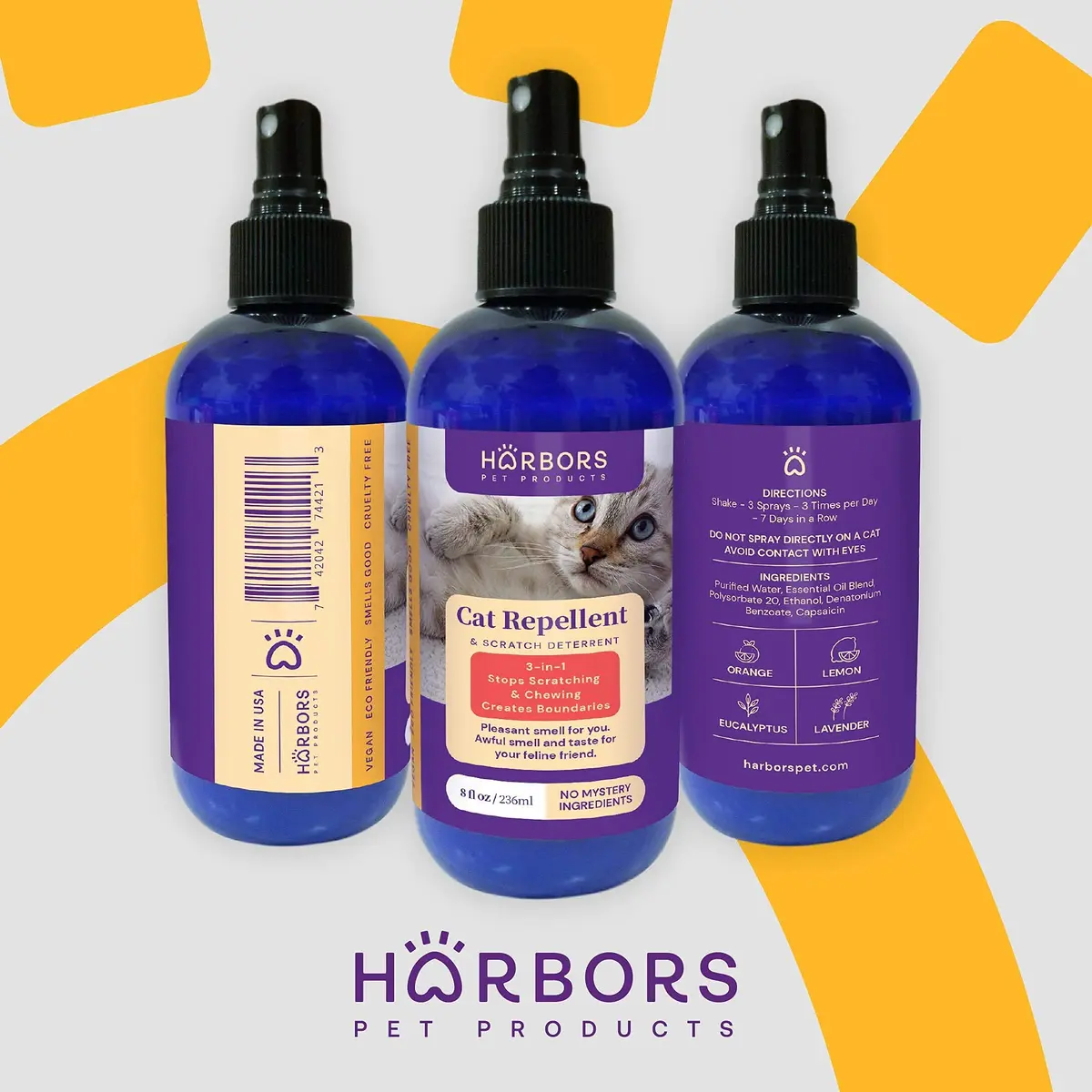 Harbor's Pet Products Cat Scratch and Chewing Deterrent Spray 236ml (8 Fl Oz) | Safe Essential Oil Formula for Furniture and Plants - view 7