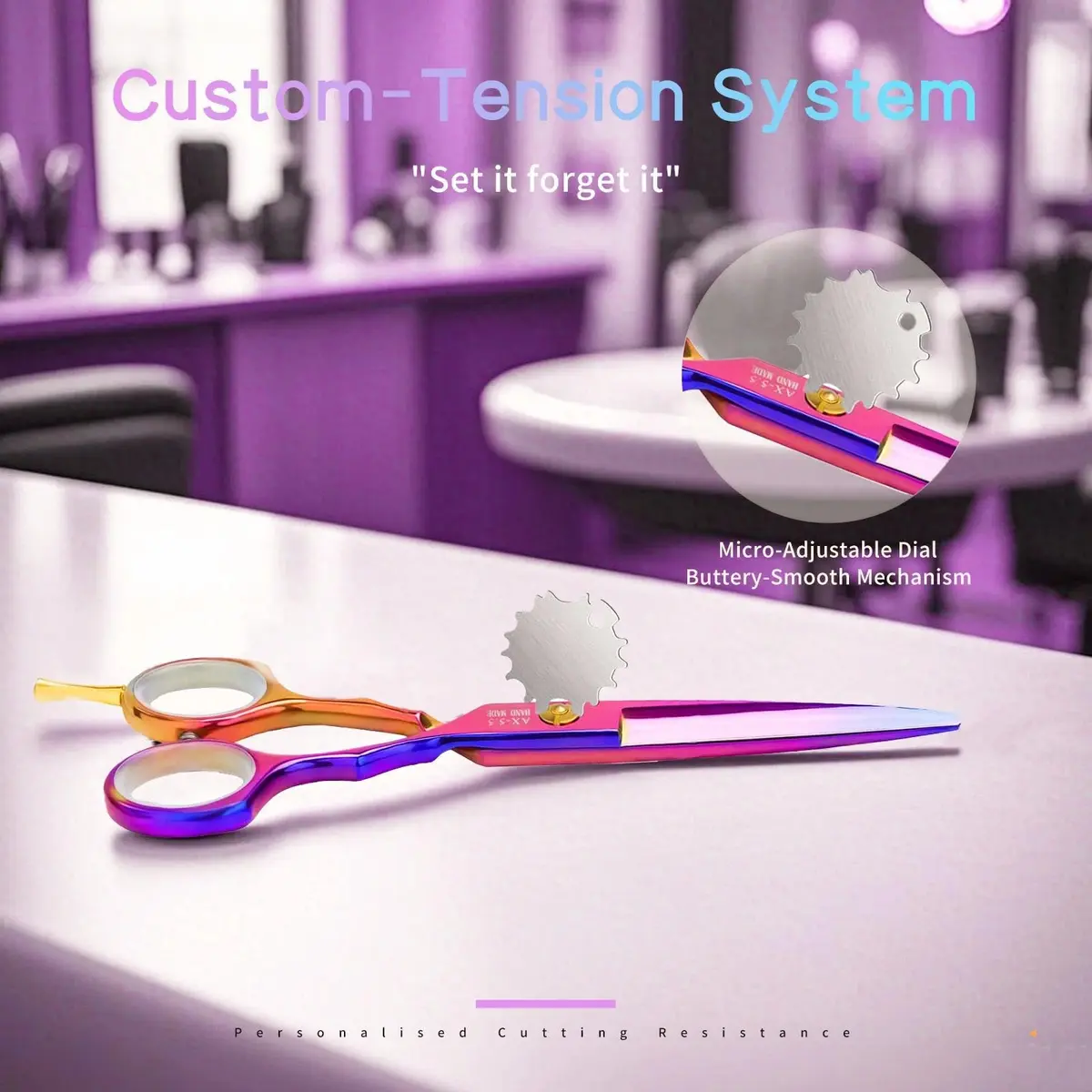 Purple Dragon 5.5 inch Hair Cutting Scissors Set with Razor | Titanium Blades for Professional & DIY Use - view 5
