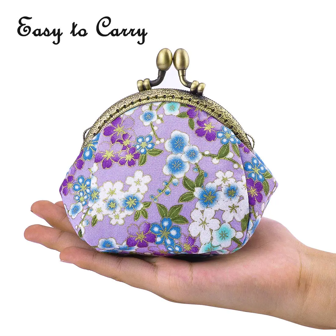 Oyachic Coin Purse, Floral Change Purse, Vintage Coin Pouch, Small Wallet with Kiss Lock Clasp for Women, Girls | Compact & Durable Canvas Design - view 3