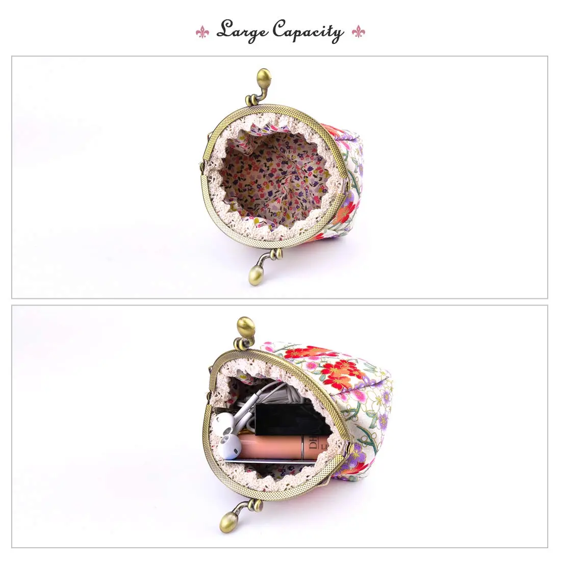 Oyachic Floral Coin Purse Canvas Wallet with Clasp | Vintage Small Coin Pouch for Women & Girls - view 5