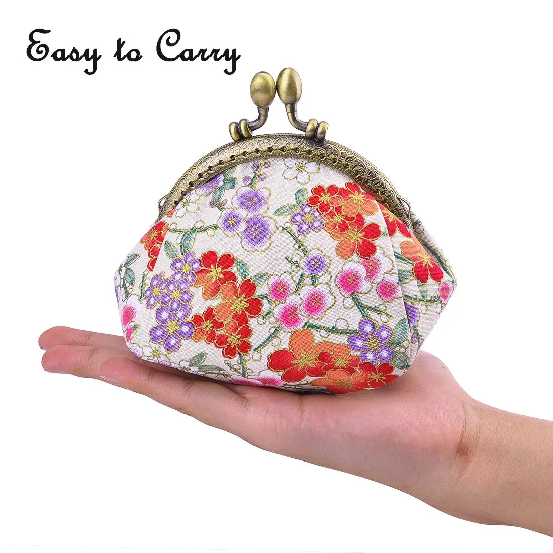 Oyachic Floral Coin Purse Canvas Wallet with Clasp | Vintage Small Coin Pouch for Women & Girls - view 6