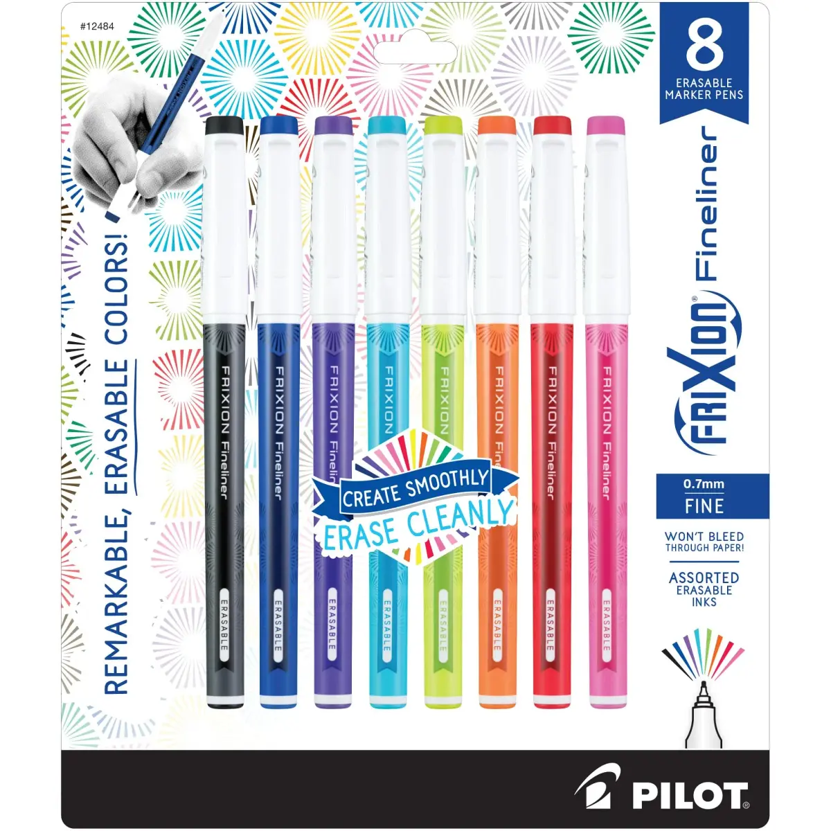 PILOT FriXion Fineliner Erasable Marker Pens 8-Pack | Smooth Ink Flow, Fade-Resistant - main product image