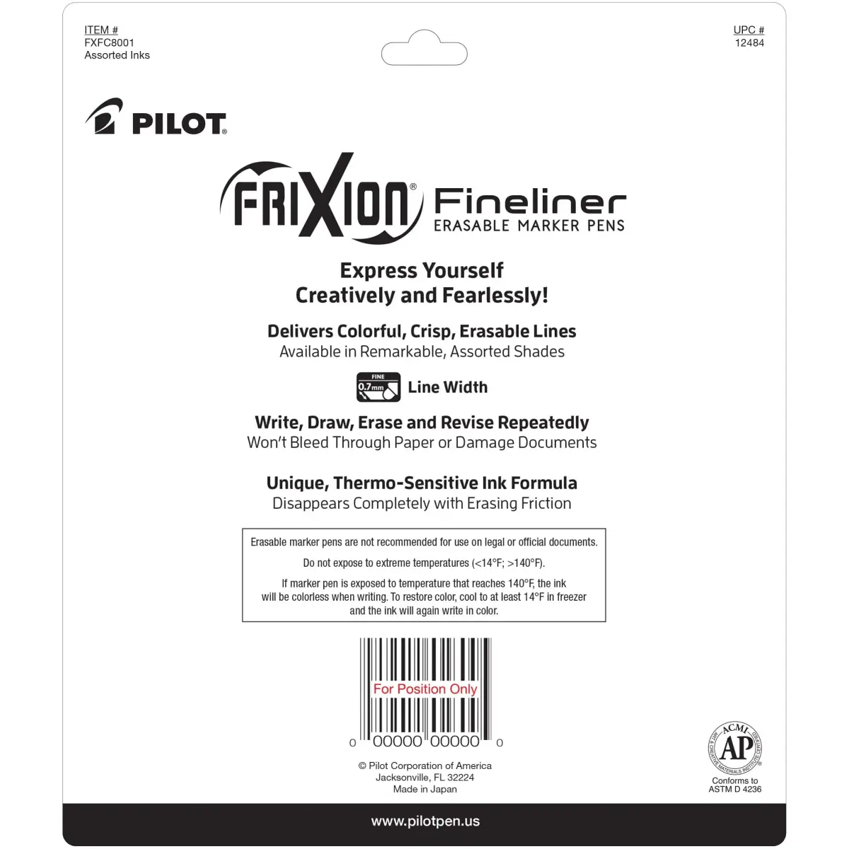 PILOT FriXion Fineliner Erasable Marker Pens 8-Pack | Smooth Ink Flow, Fade-Resistant - view 2