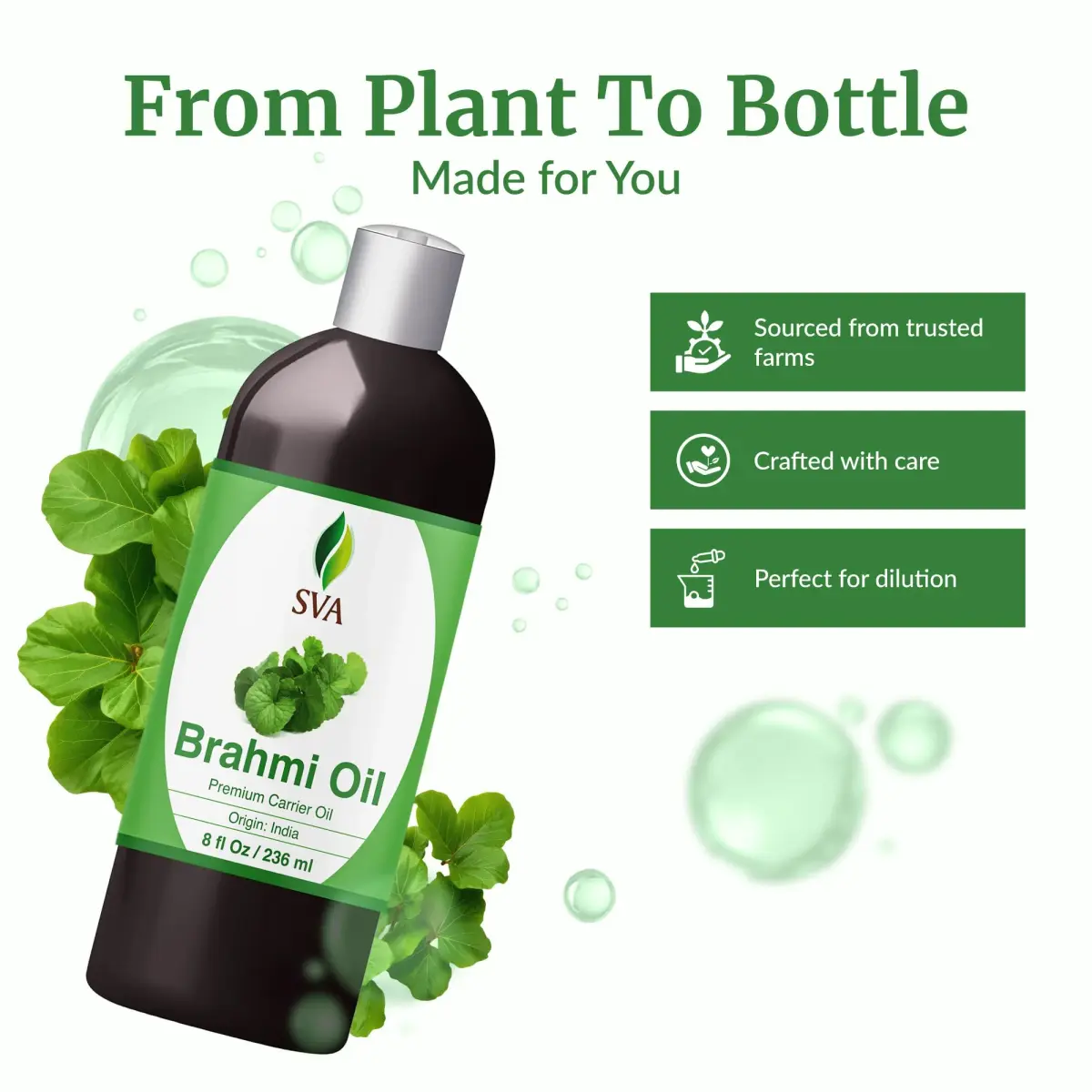 SVA ORGANICS Brahmi Carrier Oil 8 Fl Oz (236 ml) - Pure & Natural - view 4