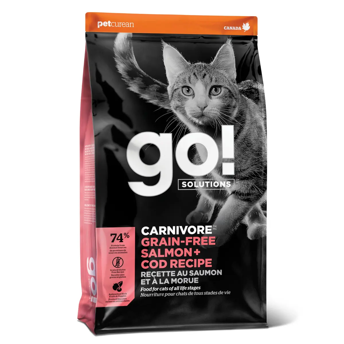 Go! Solutions Carnivore Salmon + Cod Grain-Free Dry Cat Food | High-Protein, Real Meat & Fish, 8 lb Bag - main product image