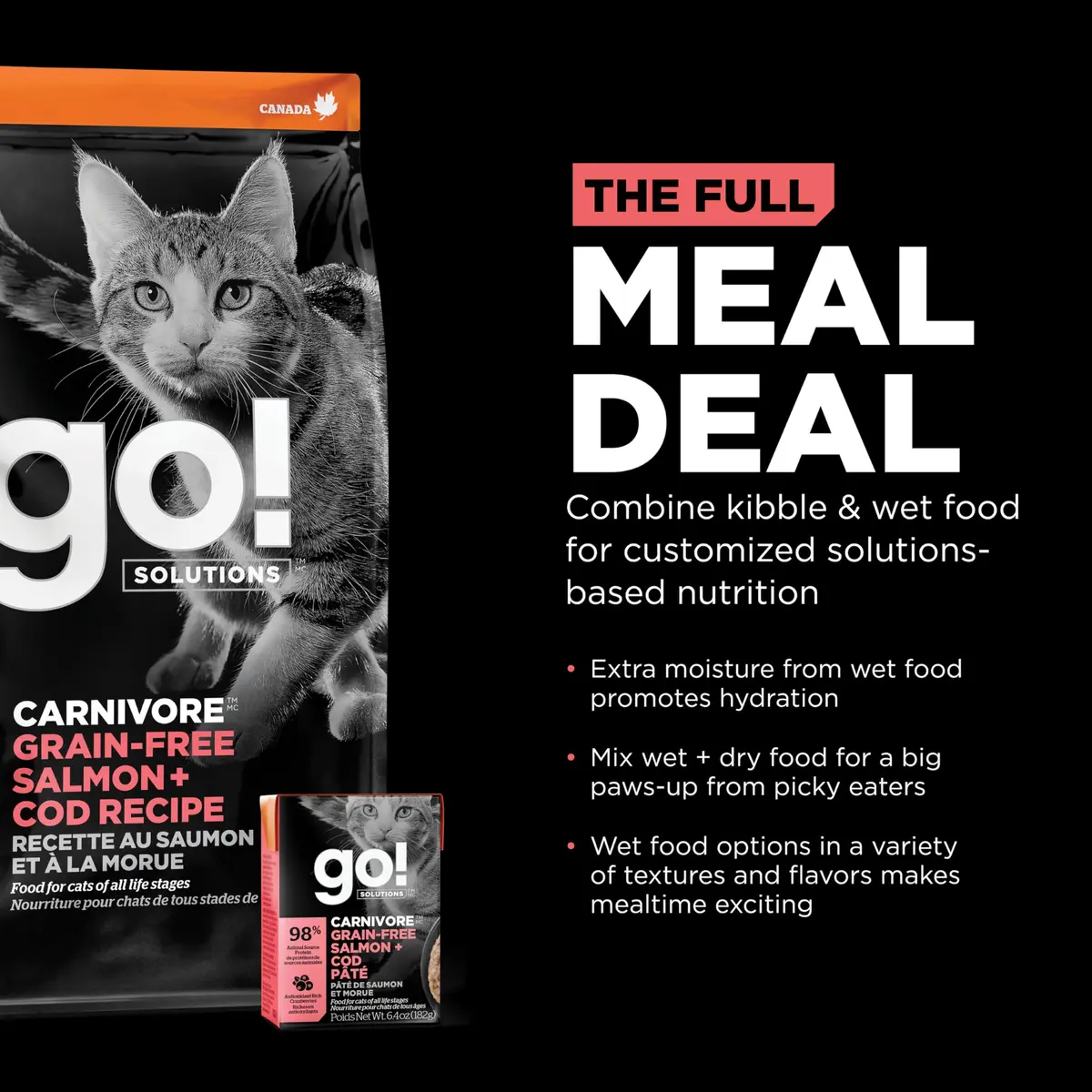 Go! Solutions Carnivore Salmon + Cod Grain-Free Dry Cat Food | High-Protein, Real Meat & Fish, 8 lb Bag - view 6