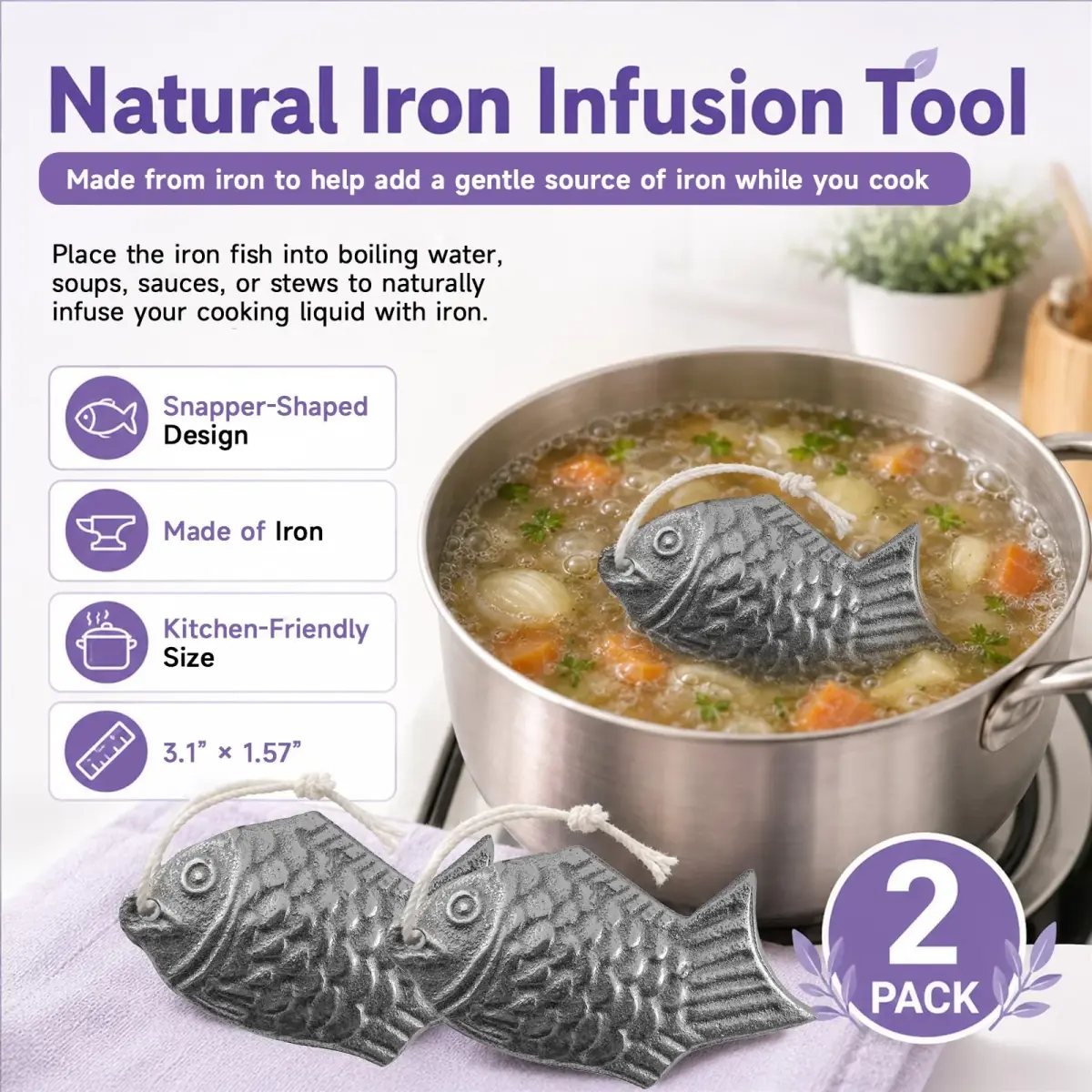 Lisol Iron Fish 2 Pack | Natural Iron Supplement for Cooking & Water - view 7