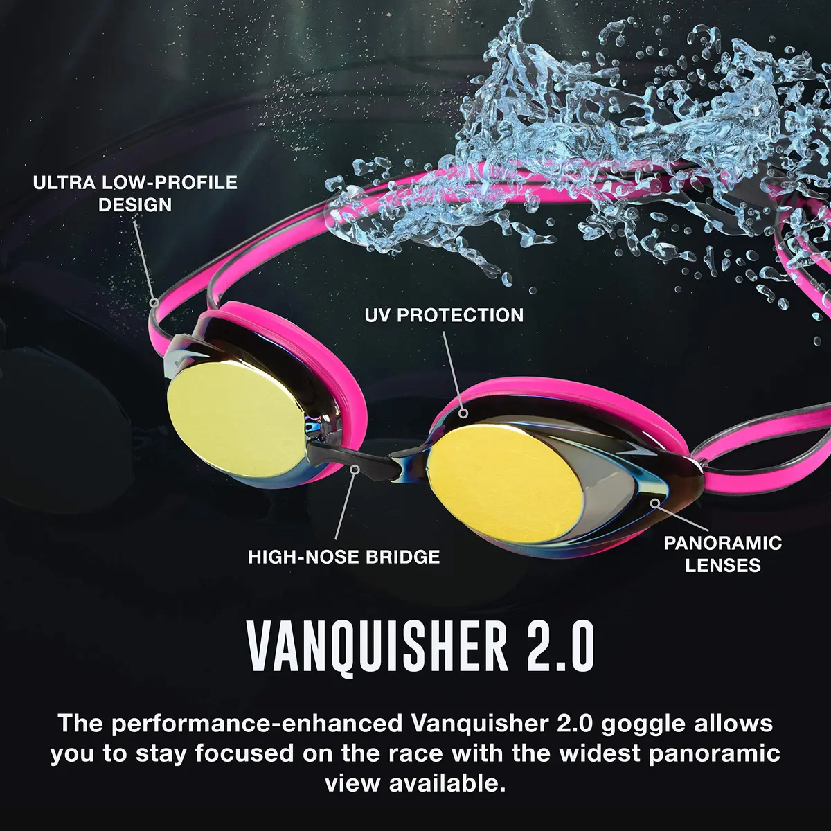 Speedo Women's Mirrored Vanquisher Swim Goggles | Anti-Fog & UV Protection - view 7