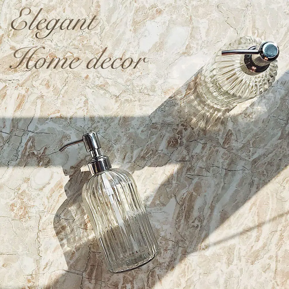 JASAI 18 Oz Clear Glass Soap Dispenser with Rust Proof Stainless Steel Pump | Elegant Bathroom & Kitchen Accessory - view 7